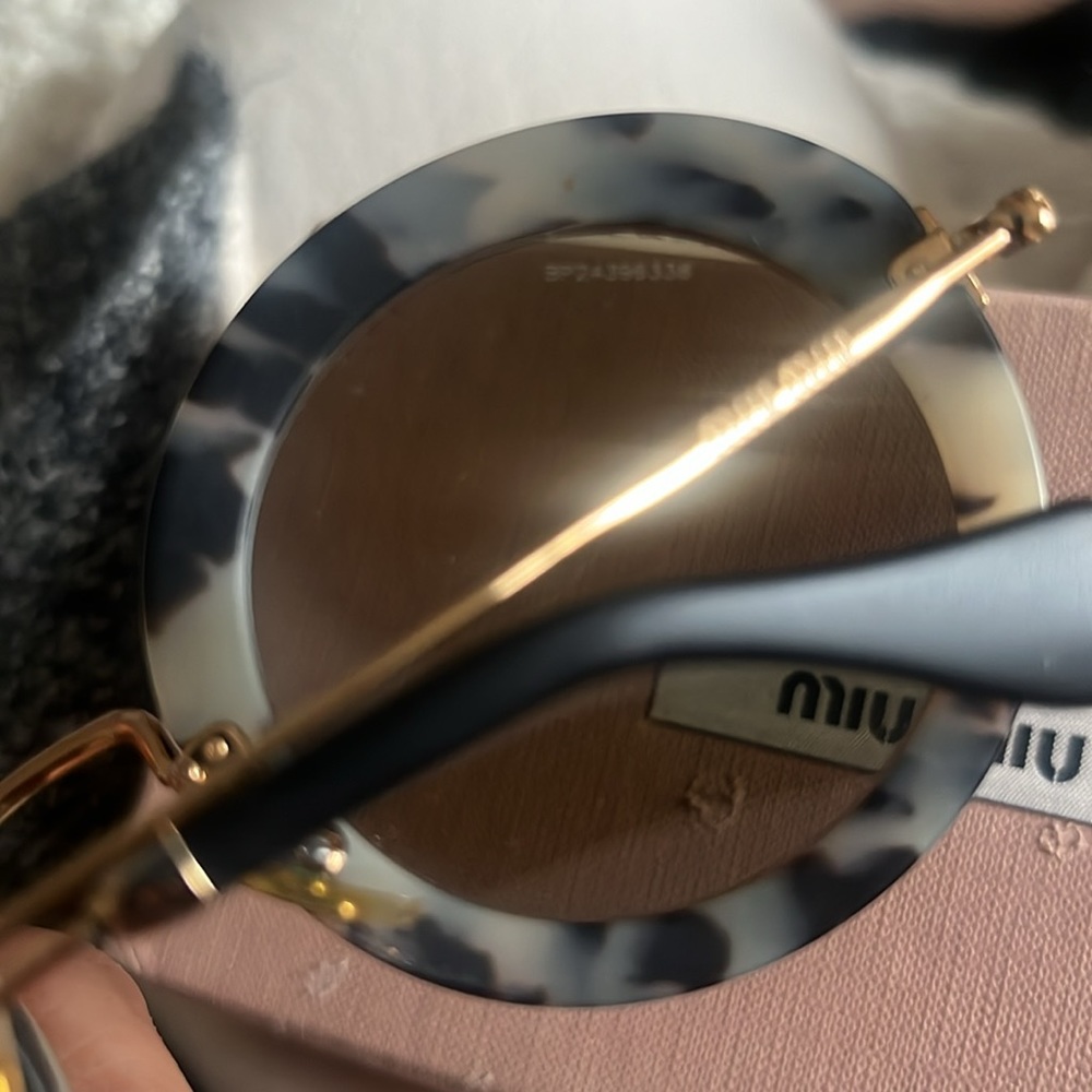 Miu Miu Round Black & White Tortoise Sunglasses - image 7